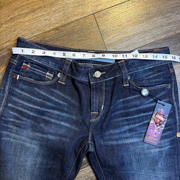 Ed Hardy women's low rise bootcut blue jean's - Picture 9 of 13